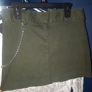 Vintage Olive Green Stretchy Mini Skirt with Chain